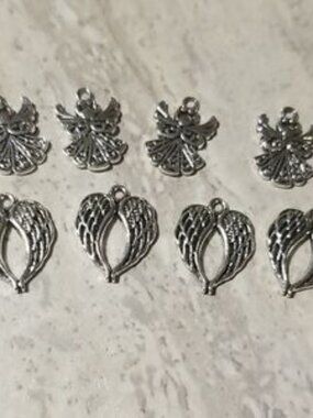 Silver Angel and Wing Charm Lot